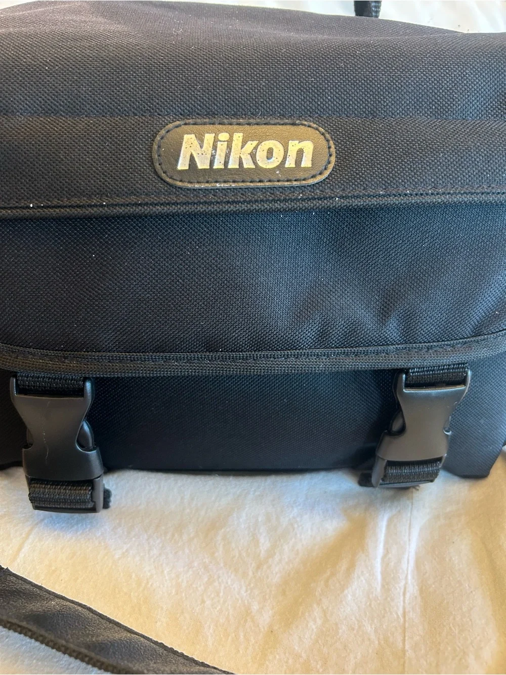 Nikon Camera Shoulder Bag Black Canvas with Adjustable Strap